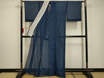 平和屋着物＊夏物 色無地 絽 紺瑠璃色 洗える着物 AABA5624sx