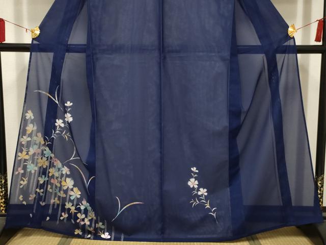 平和屋着物＊夏物　訪問着　絽　草花文　金銀彩　洗える着物　AABA5628sx