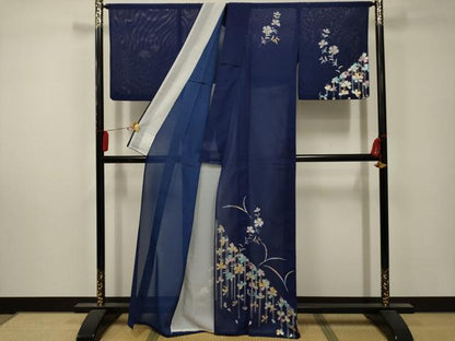 平和屋着物＊夏物　訪問着　絽　草花文　金銀彩　洗える着物　AABA5628sx