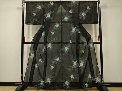 平和屋着物＊夏物 小紋 絽 人物文 洗える着物 AABA5629sx