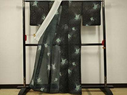平和屋着物＊夏物 小紋 絽 人物文 洗える着物 AABA5629sx