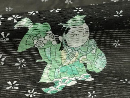 平和屋着物＊夏物 小紋 絽 人物文 洗える着物 AABA5629sx