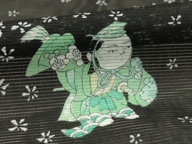 平和屋着物＊夏物 小紋 絽 人物文 洗える着物 AABA5629sx
