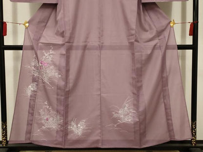 平和屋着物＊夏物 訪問着 絽 刺繍 流水花籬文 金糸 洗える着物 AABA5630sx