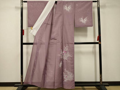 平和屋着物＊夏物 訪問着 絽 刺繍 流水花籬文 金糸 洗える着物 AABA5630sx
