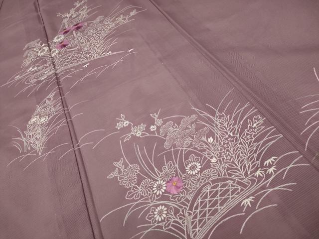 平和屋着物＊夏物 訪問着 絽 刺繍 流水花籬文 金糸 洗える着物 AABA5630sx