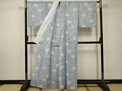 平和屋着物＊夏物 小紋 絽 舞花文 洗える着物 AABA5634sx