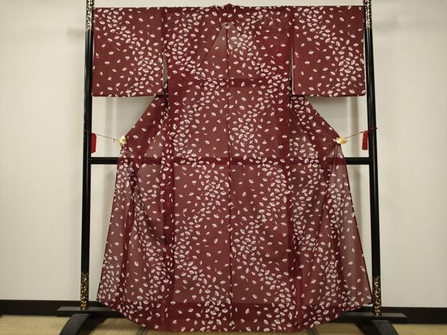 平和屋着物＊夏物 小紋 絽 扇面文 洗える着物 AABA5636sx