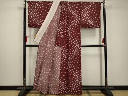 平和屋着物＊夏物 小紋 絽 扇面文 洗える着物 AABA5636sx