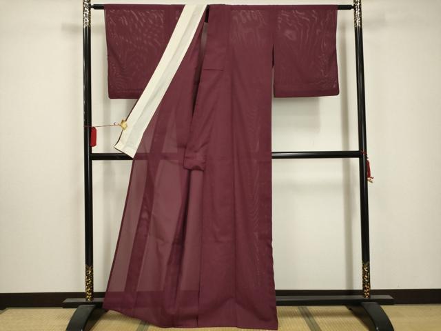 平和屋着物＊夏物 色無地 絽 浅蘇芳色 洗える着物 AABA5638sx