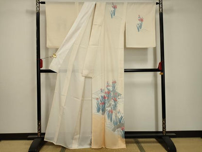 平和屋着物＊夏物 訪問着 絽 流水花文 暈し染め 洗える着物 AABA5640sx