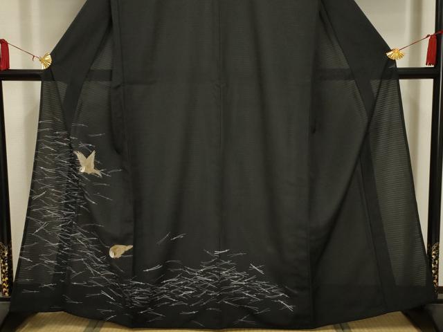 平和屋着物＊夏物 訪問着 絽 刺繍 雀 金銀糸 洗える着物 AABA5641sx