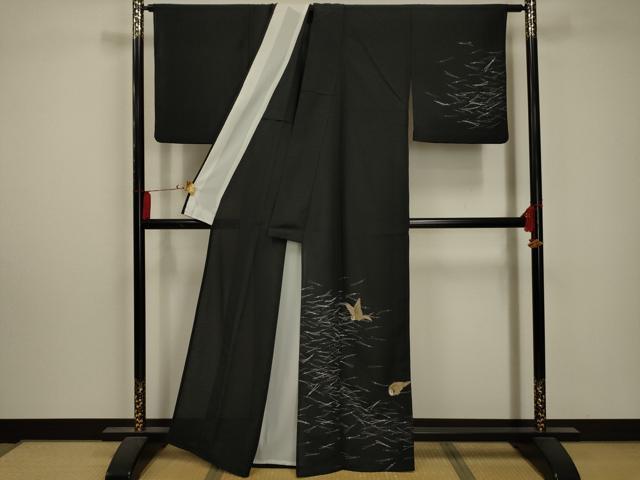 平和屋着物＊夏物 訪問着 絽 刺繍 雀 金銀糸 洗える着物 AABA5641sx