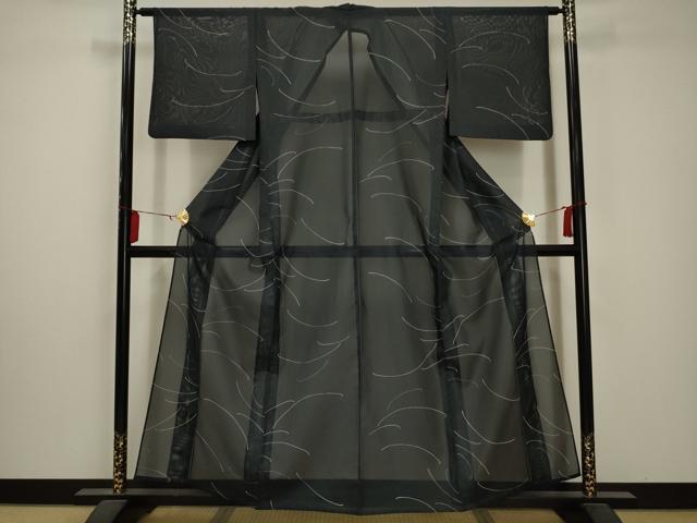 平和屋着物＊夏物 小紋 絽 流水文 洗える着物 AABA5644sx