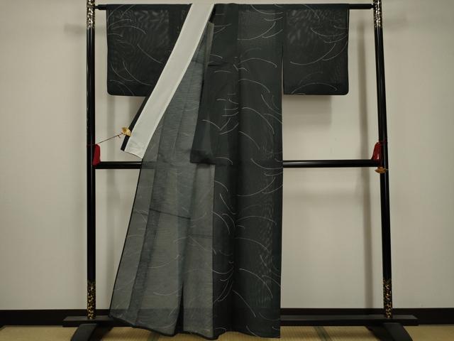 平和屋着物＊夏物 小紋 絽 流水文 洗える着物 AABA5644sx