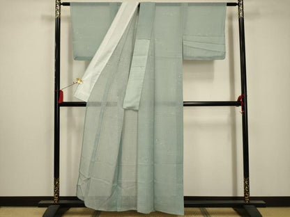 平和屋着物＊夏物 小紋 絽 舞葉文 洗える着物 AABA5647sx