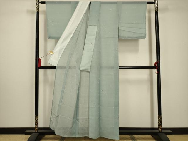 平和屋着物＊夏物 小紋 絽 舞葉文 洗える着物 AABA5647sx