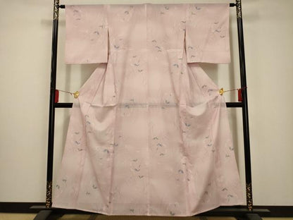 平和屋着物＊夏物 小紋 絽 草花文 暈し染め 洗える着物 AABA5649sx