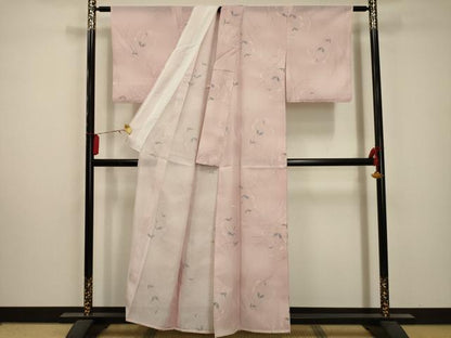 平和屋着物＊夏物 小紋 絽 草花文 暈し染め 洗える着物 AABA5649sx