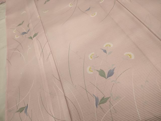 平和屋着物＊夏物 小紋 絽 草花文 暈し染め 洗える着物 AABA5649sx