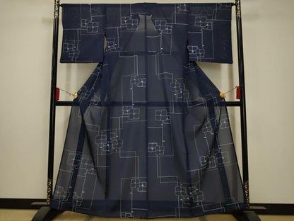 平和屋着物＊夏物 小紋 絽 椿 洗える着物 AABA5652sx