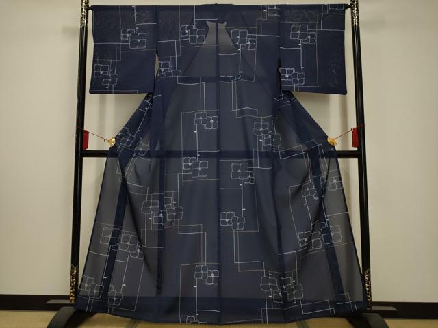 平和屋着物＊夏物 小紋 絽 椿 洗える着物 AABA5652sx