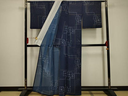 平和屋着物＊夏物 小紋 絽 椿 洗える着物 AABA5652sx
