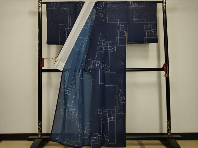 平和屋着物＊夏物 小紋 絽 椿 洗える着物 AABA5652sx
