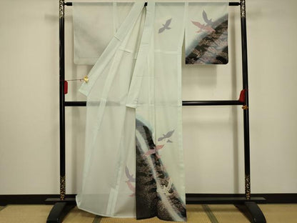 平和屋着物＊夏物　訪問着　絽　飛鳥文　洗える着物　AABA5654sx