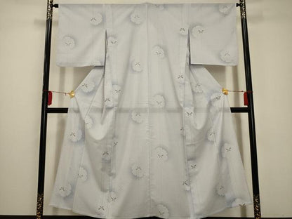 平和屋着物＊夏物 小紋 絽 雪輪舞蝶文 洗える着物 AABA5658sx