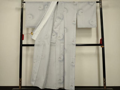 平和屋着物＊夏物 小紋 絽 雪輪舞蝶文 洗える着物 AABA5658sx