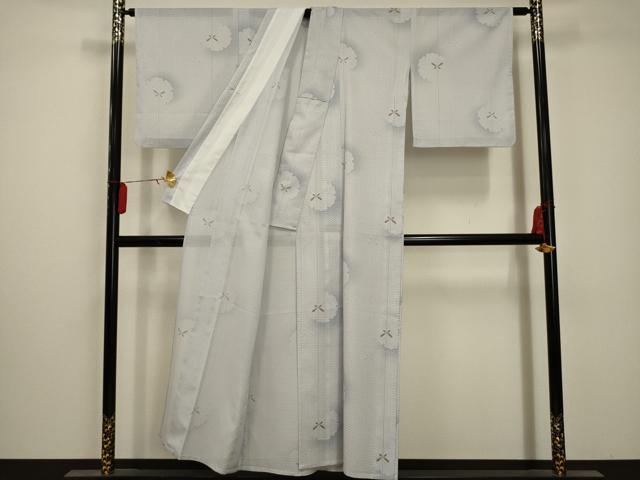 平和屋着物＊夏物 小紋 絽 雪輪舞蝶文 洗える着物 AABA5658sx