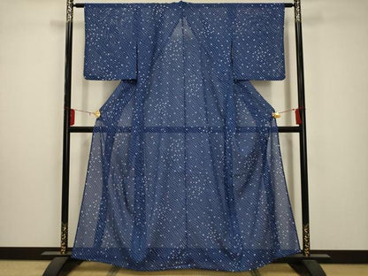 平和屋着物＊夏物 小紋 絽 流水扇面文 洗える着物 AABA5661sx