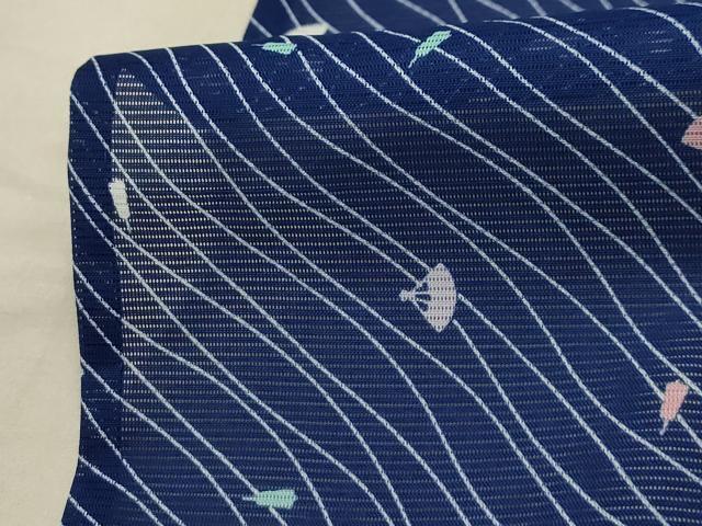平和屋着物＊夏物 小紋 絽 流水扇面文 洗える着物 AABA5661sx