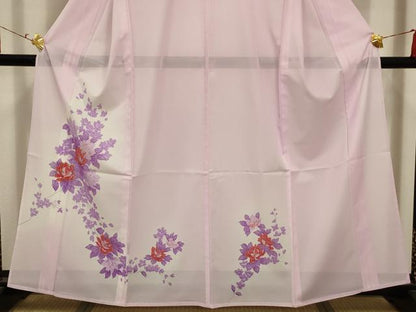 平和屋着物＊夏物 訪問着 絽 草花文 暈し染め 金彩 洗える着物 AABA5663sx