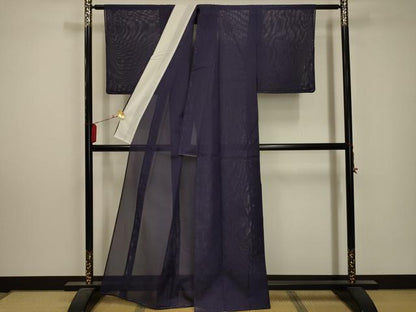平和屋着物＊夏物 色無地 絽 深紫色 洗える着物 未使用 AABA5664sx
