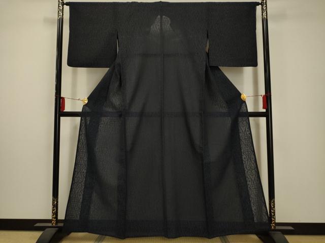 平和屋着物＊夏物 小紋 紗 幾何学文様 洗える着物 AABA5665sx