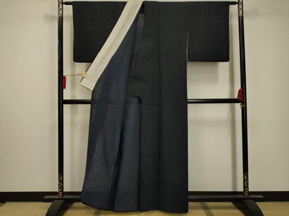 平和屋着物＊夏物 小紋 紗 幾何学文様 洗える着物 AABA5665sx