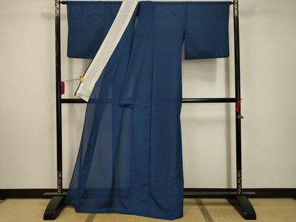 平和屋着物＊夏物 色無地 絽 紺瑠璃色 洗える着物 AABA5671sx
