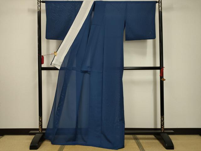 平和屋着物＊夏物 色無地 絽 紺瑠璃色 洗える着物 AABA5671sx