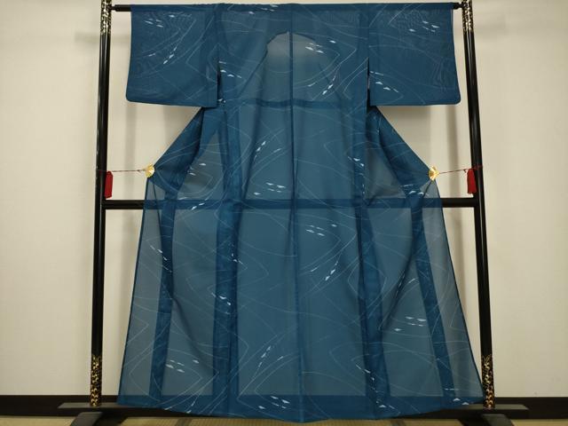 平和屋着物＊夏物 小紋 絽 流水文 洗える着物 AABA5674jd