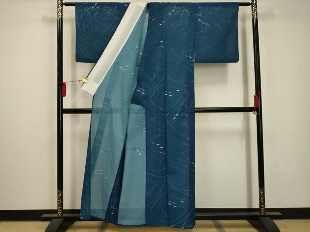 平和屋着物＊夏物 小紋 絽 流水文 洗える着物 AABA5674jd