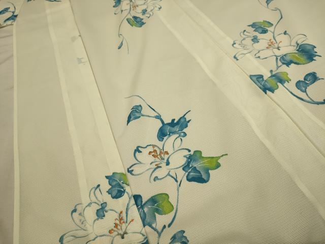 平和屋着物＊夏物 小紋 絽 枝花文 洗える着物 AABA5675sx