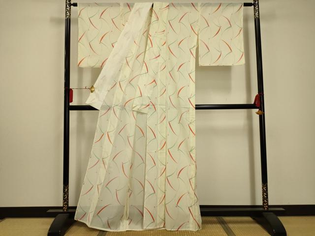 平和屋着物＊夏物 小紋 絽 枝葉文 洗える着物 AABA5677sx