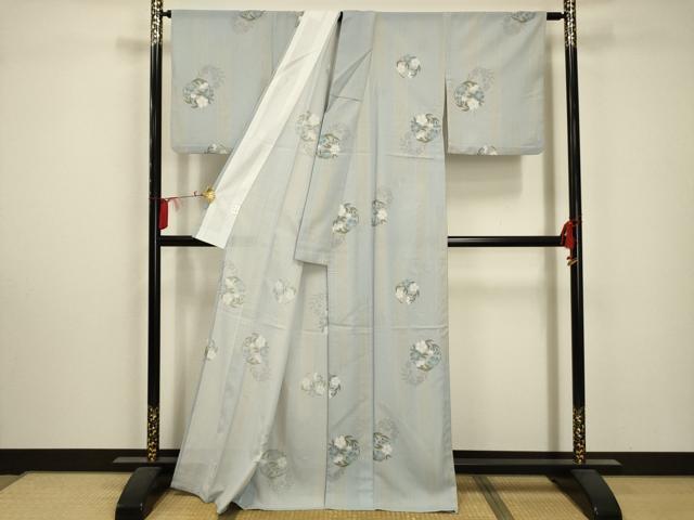 平和屋着物＊夏物 小紋 絽 花丸文 洗える着物 AABA5678sx