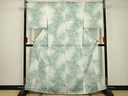 平和屋着物＊夏物 小紋 絽 草花文 暈し染め 洗える着物 AABA5681sx