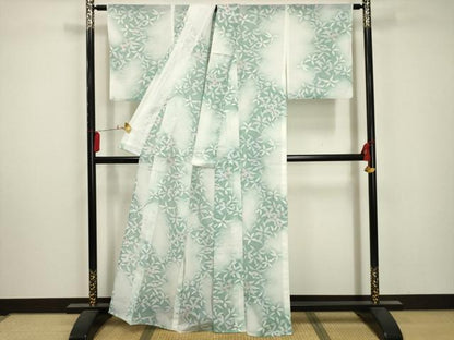 平和屋着物＊夏物 小紋 絽 草花文 暈し染め 洗える着物 AABA5681sx