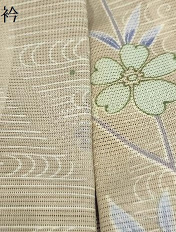 平和屋着物＊夏物 小紋 絽 流水花文 洗える着物 AABA5682sx