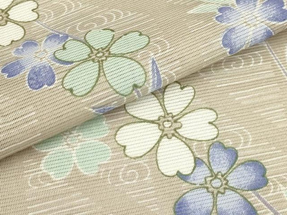 平和屋着物＊夏物 小紋 絽 流水花文 洗える着物 AABA5682sx