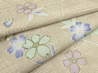 平和屋着物＊夏物 小紋 絽 流水花文 洗える着物 AABA5682sx